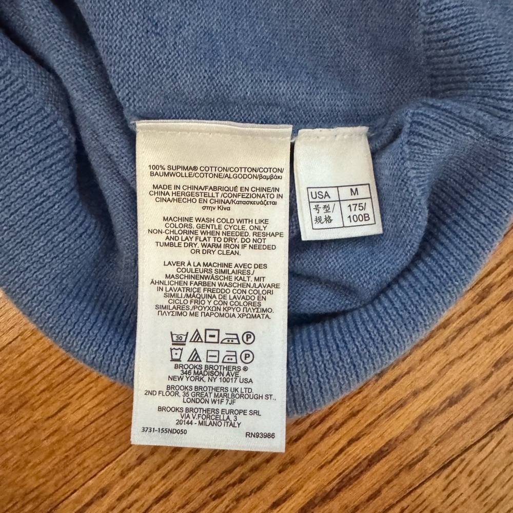 Brooks Brothers men’s size medium supima cotton blue v neck sweater vest - Picture 8 of 11